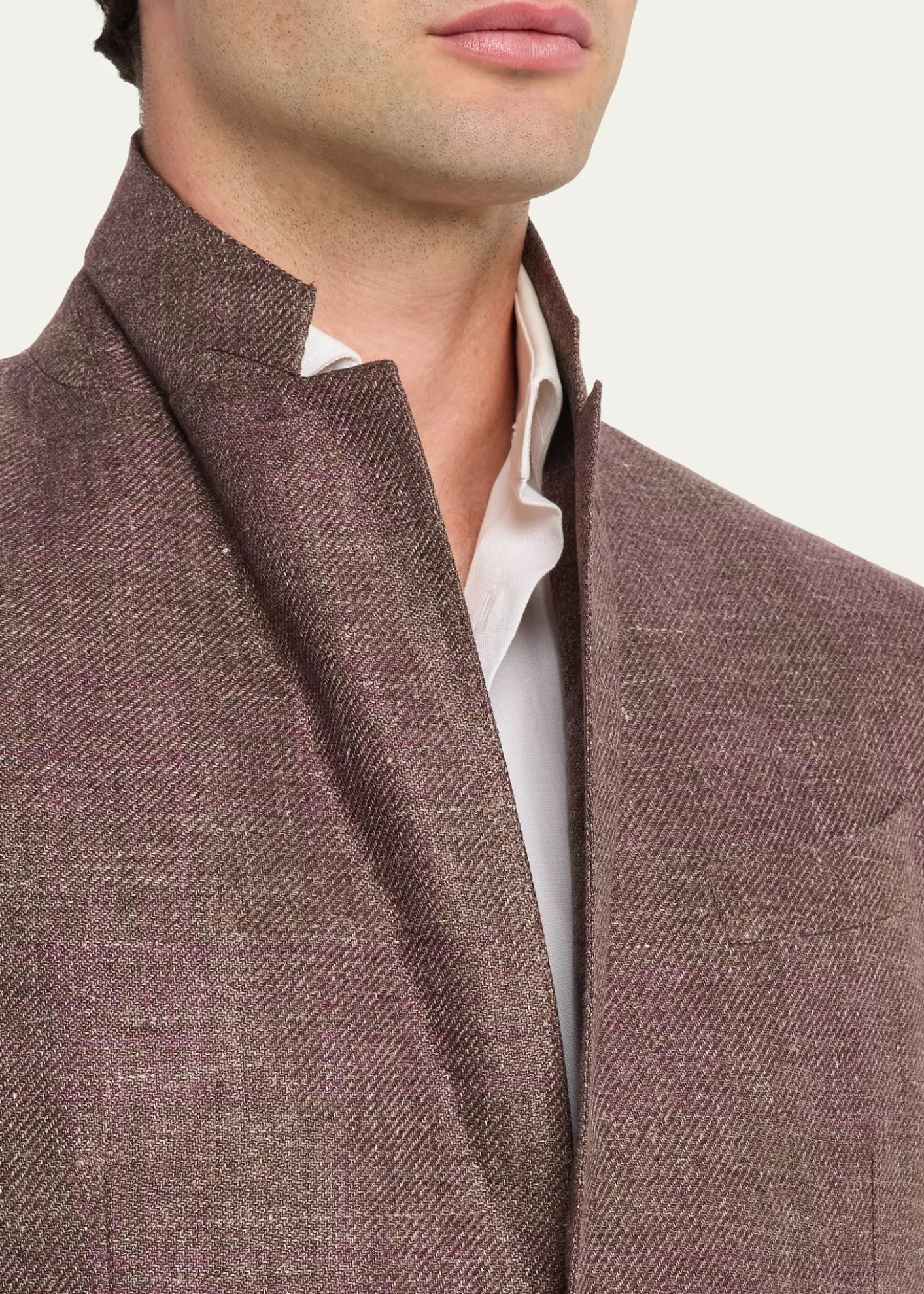 ZEGNAMen's Linen-Blend Grid Check Single-Breasted Sport Coat