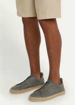 ZEGNAMen's Linen-Blend Triple Stitch Espadrilles