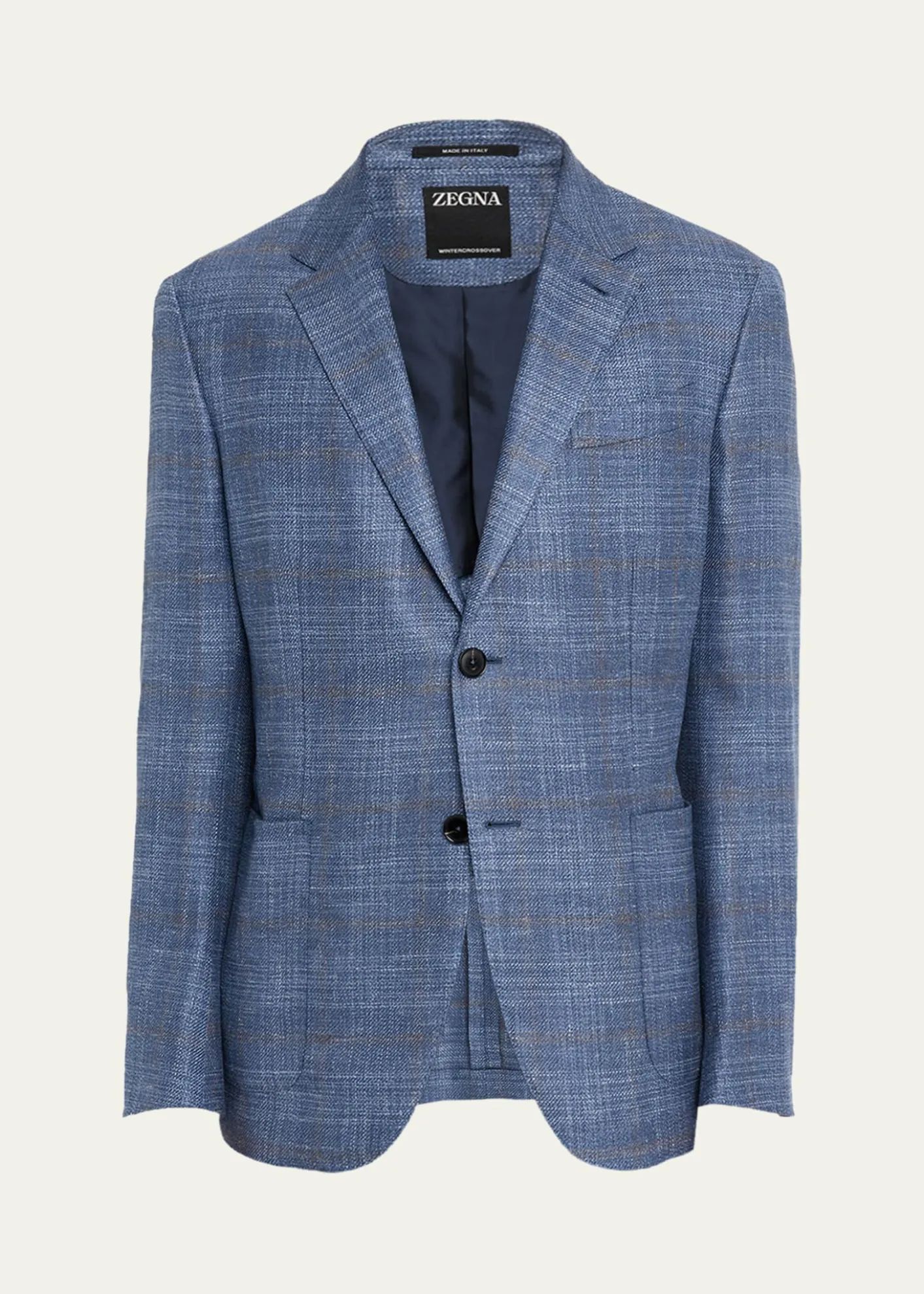 ZEGNAMen's Melange Windowpane Winter Crossover Sport Coat