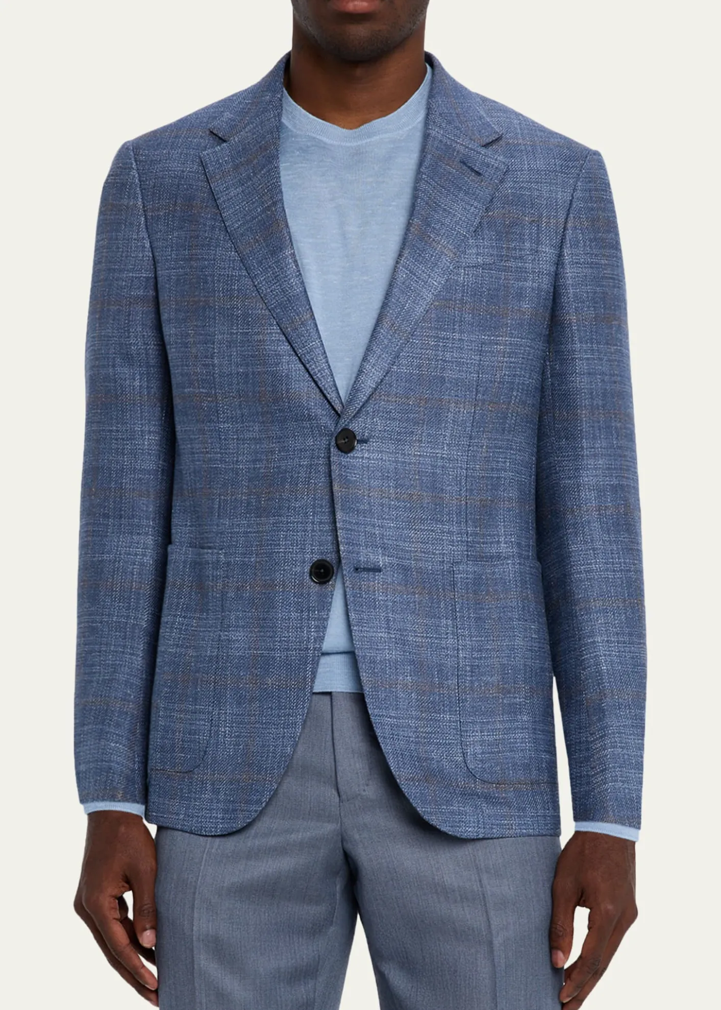 ZEGNAMen's Melange Windowpane Winter Crossover Sport Coat