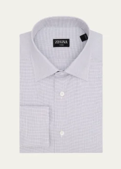 ZEGNAMen's Micro-Check Trofeo Cotton Dress Shirt