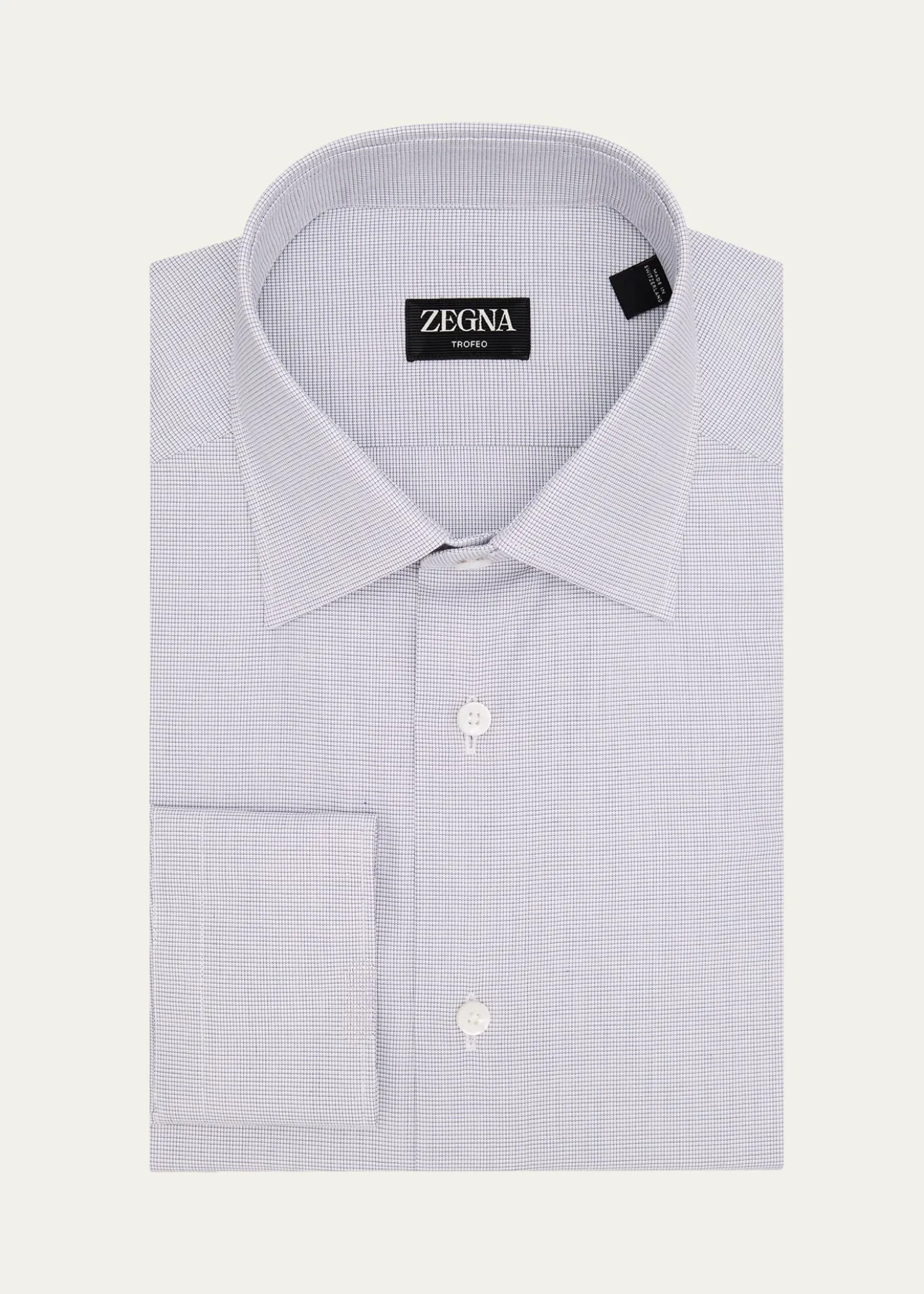 ZEGNAMen's Micro-Check Trofeo Cotton Dress Shirt