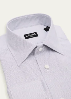 ZEGNAMen's Micro-Check Trofeo Cotton Dress Shirt