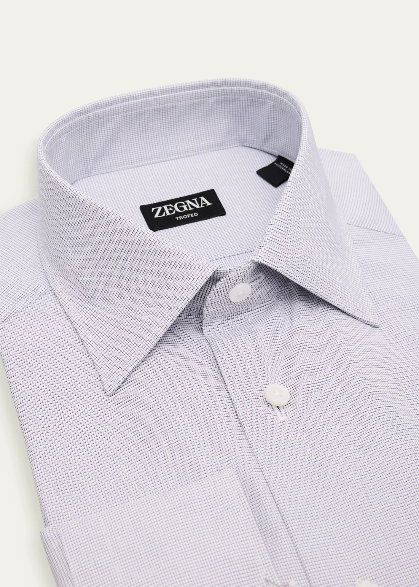 ZEGNAMen's Micro-Check Trofeo Cotton Dress Shirt