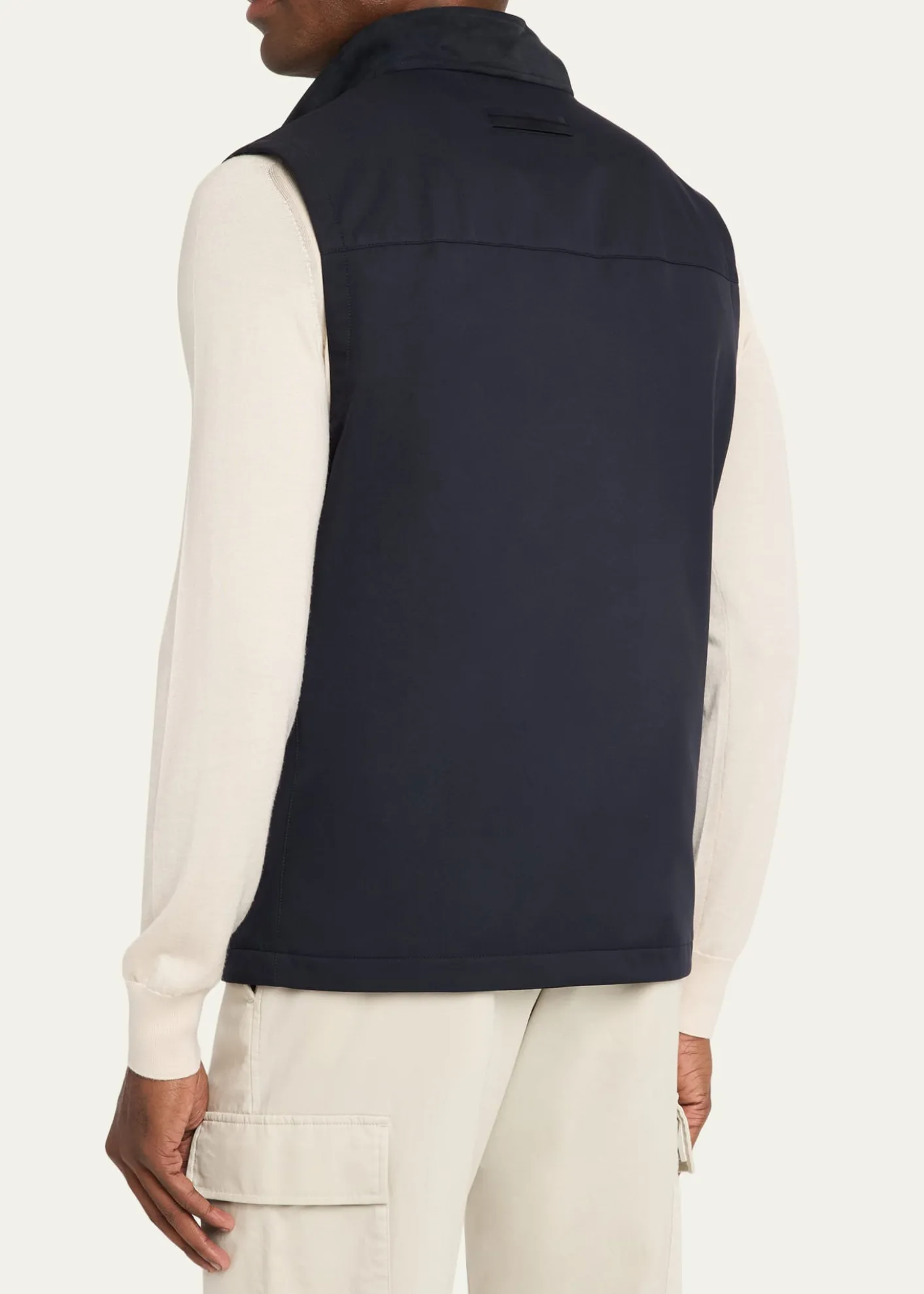 ZEGNAMen's Motorin Stand Collar Button-Front Vest