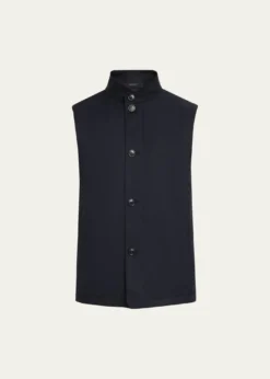 ZEGNAMen's Motorin Stand Collar Button-Front Vest