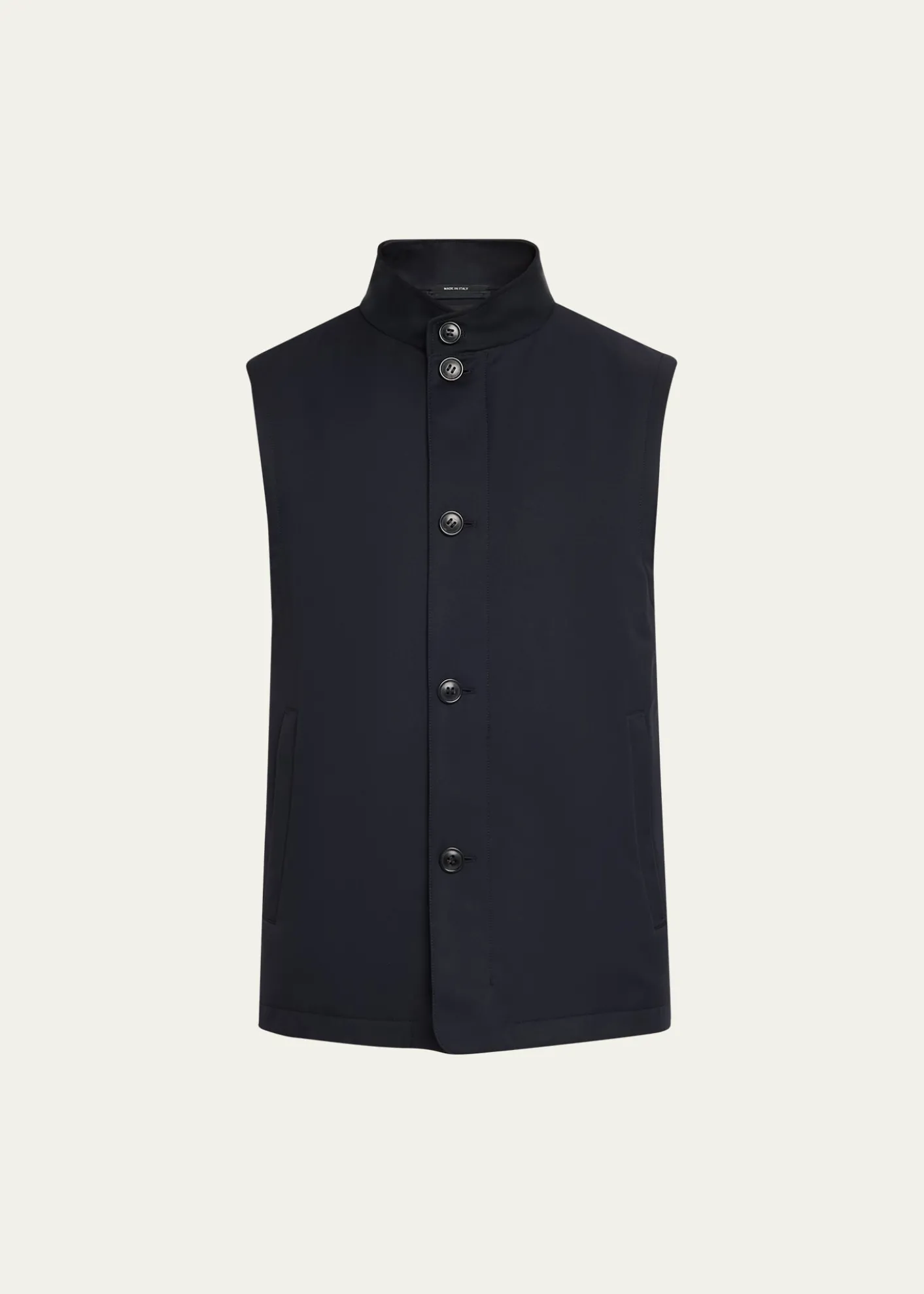 ZEGNAMen's Motorin Stand Collar Button-Front Vest