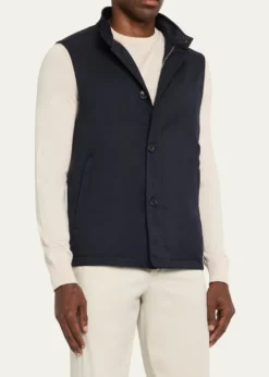 ZEGNAMen's Motorin Stand Collar Button-Front Vest