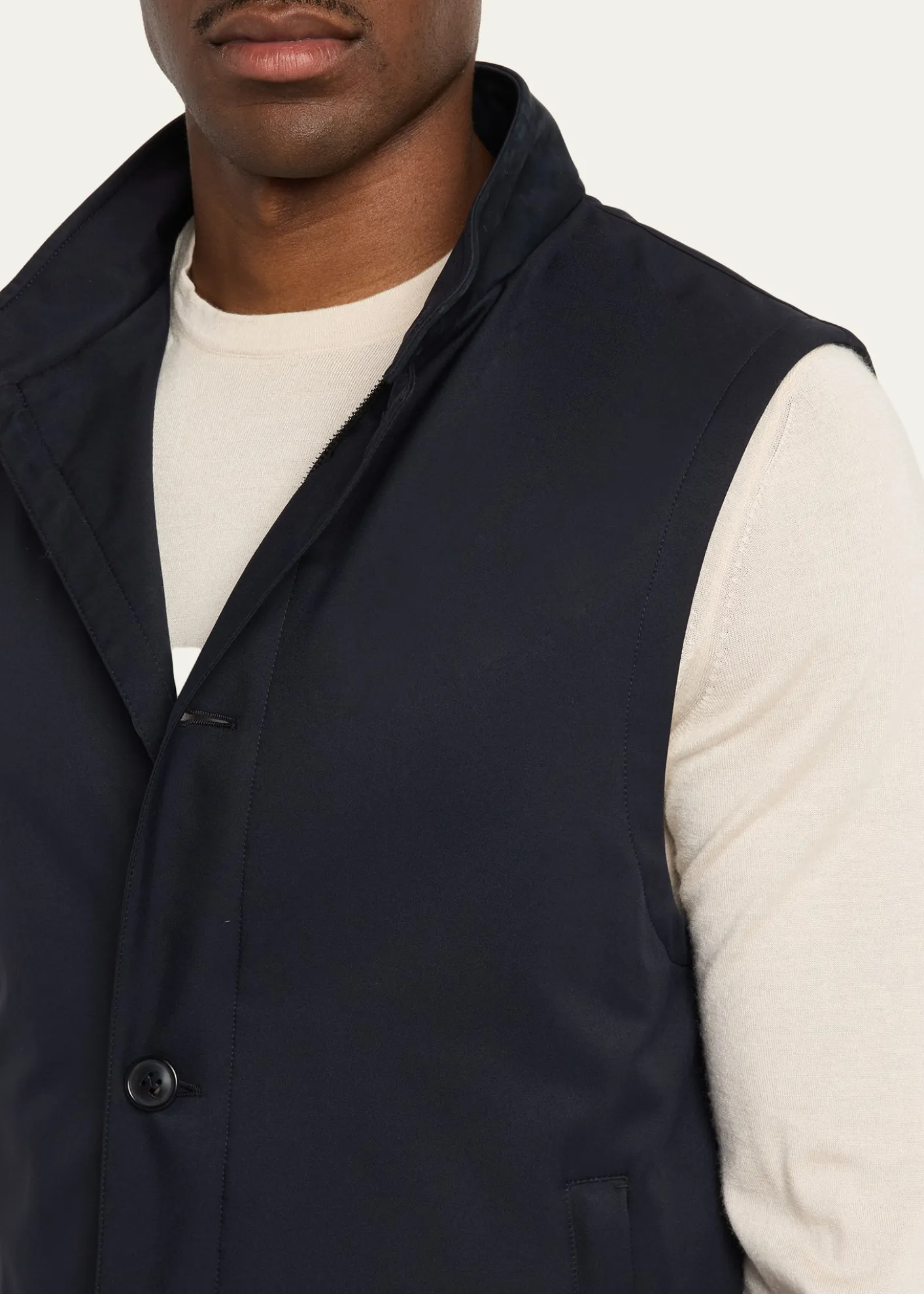 ZEGNAMen's Motorin Stand Collar Button-Front Vest