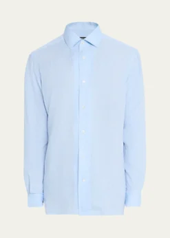 ZEGNAMen's Oasi Lino Casual Button-Down Shirt