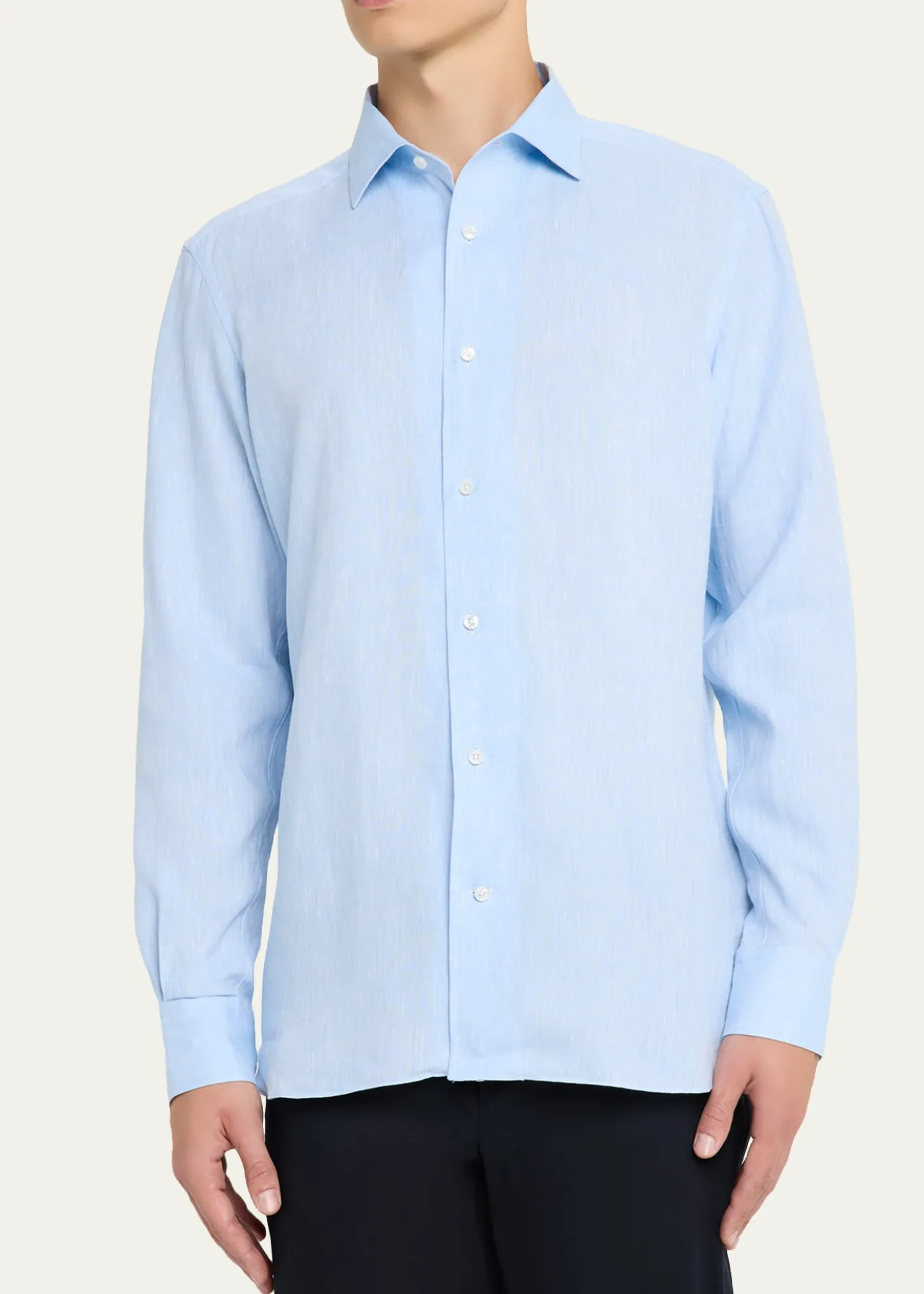 ZEGNAMen's Oasi Lino Casual Button-Down Shirt