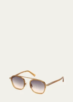 ZEGNAMen's ORIZZONTE Geometric Acetate and Metal Sunglasses