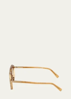 ZEGNAMen's ORIZZONTE Geometric Acetate and Metal Sunglasses