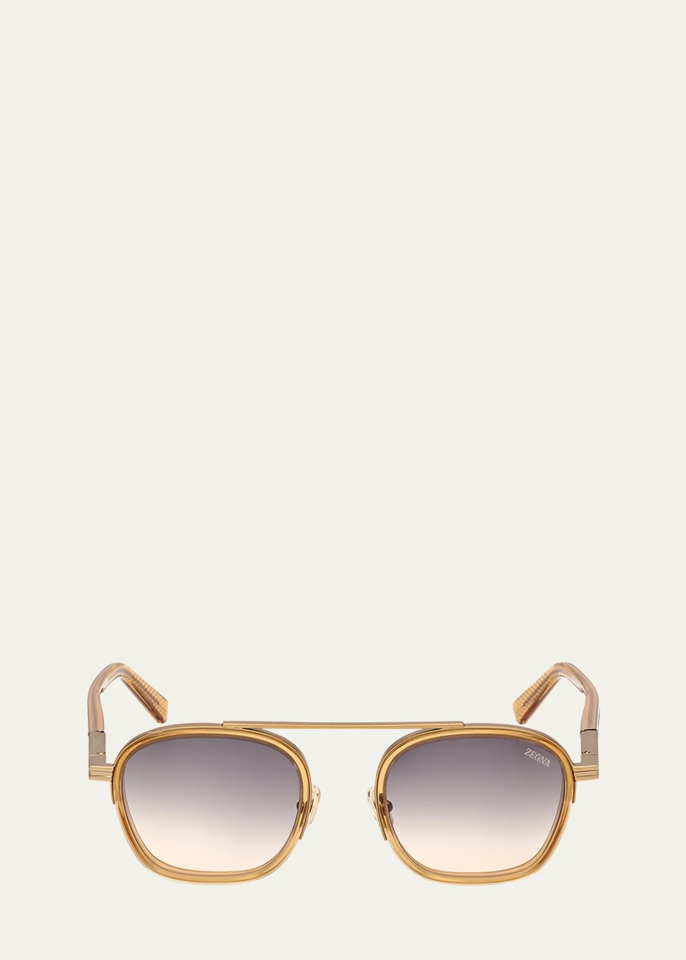 ZEGNAMen's ORIZZONTE Geometric Acetate and Metal Sunglasses