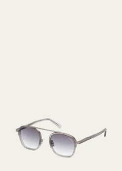ZEGNAMen's Orizzonte I Geometric Acetate and Metal Sunglasses