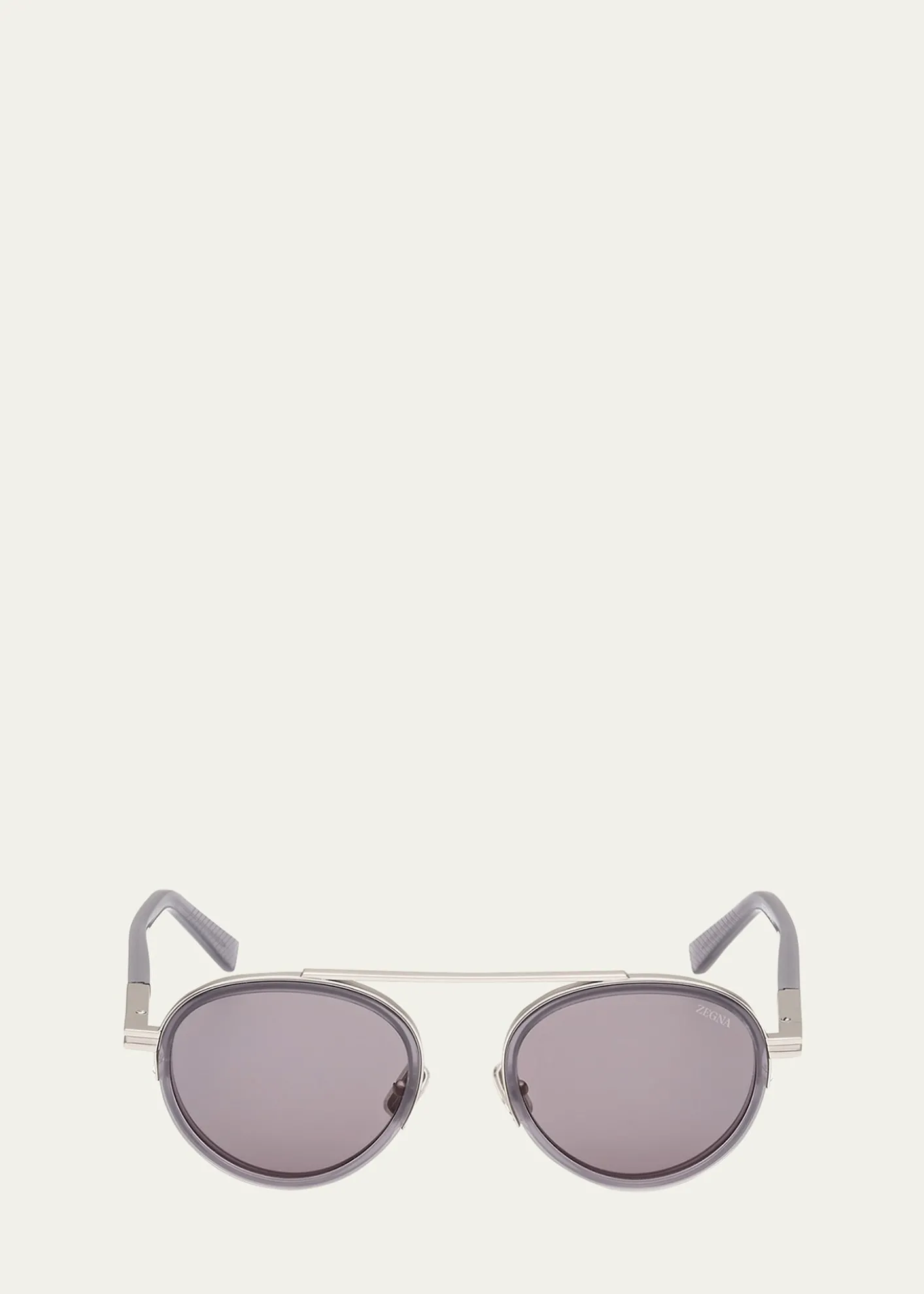 ZEGNAMen's ORIZZONTE II Metal-Acetate Round Sunglasses