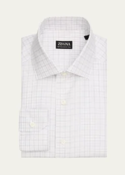 ZEGNAMen's Plaid Cotton-Linen Shirt