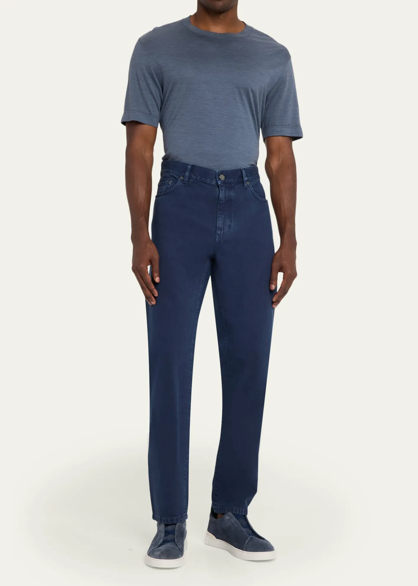 ZEGNAMen's Pure Cotton Slim Fit Five-Pocket Jeans