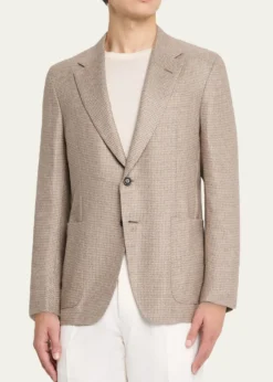 ZEGNAMen's Silk and Cashmere Houndstooth Notch-Lapel Sport Coat