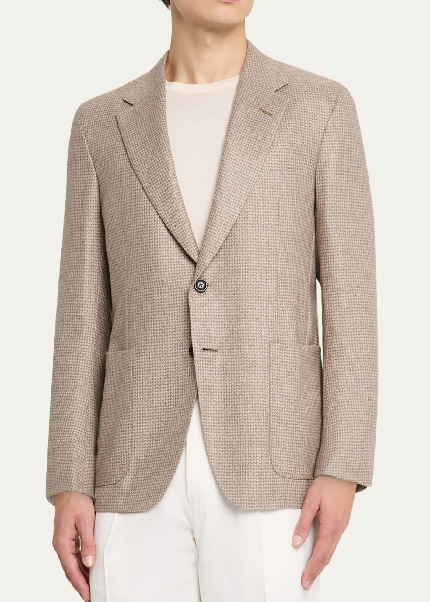 ZEGNAMen's Silk and Cashmere Houndstooth Notch-Lapel Sport Coat