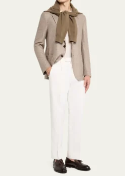ZEGNAMen's Silk and Cashmere Houndstooth Notch-Lapel Sport Coat