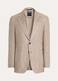 ZEGNAMen's Silk and Cashmere Houndstooth Notch-Lapel Sport Coat