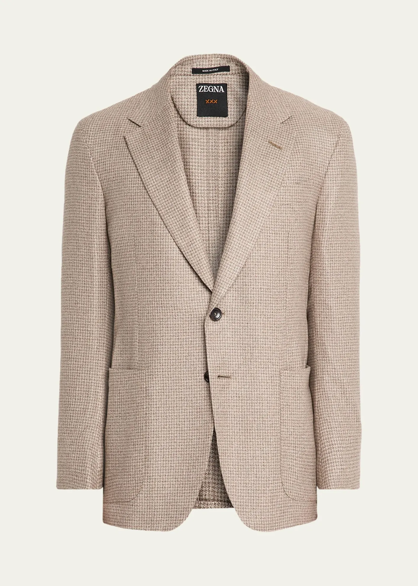 ZEGNAMen's Silk and Cashmere Houndstooth Notch-Lapel Sport Coat