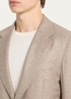 ZEGNAMen's Silk and Cashmere Houndstooth Notch-Lapel Sport Coat