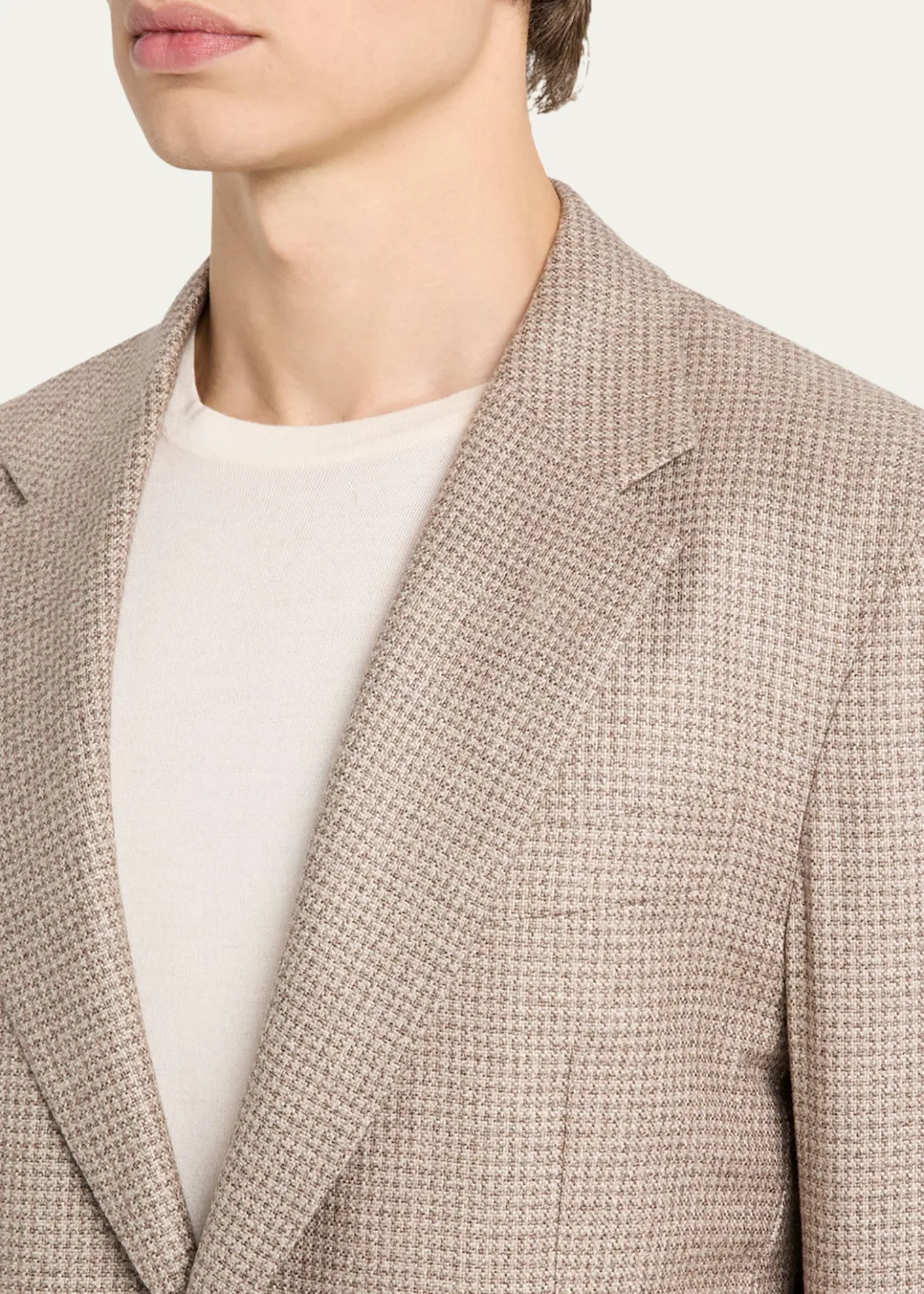 ZEGNAMen's Silk and Cashmere Houndstooth Notch-Lapel Sport Coat