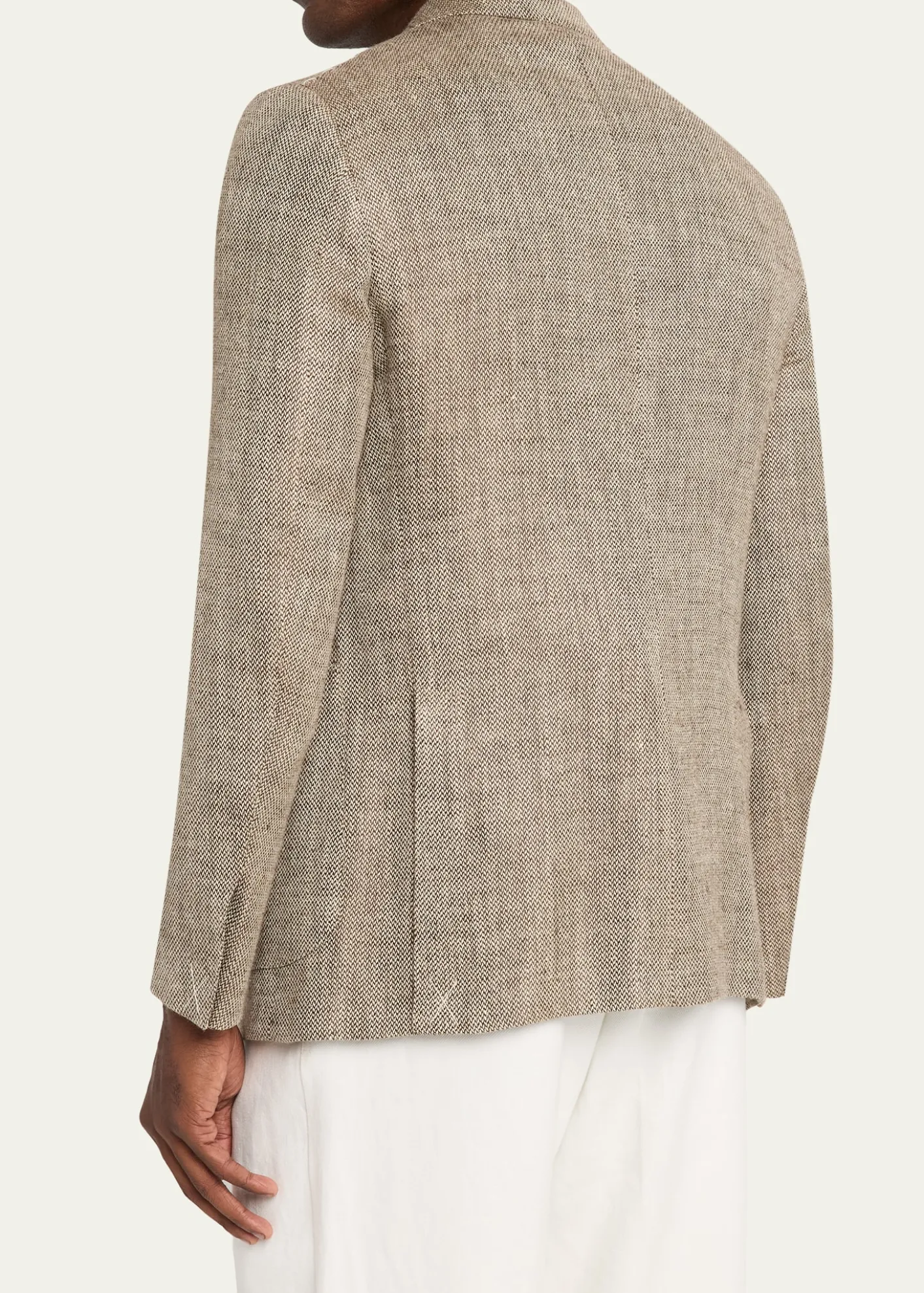 ZEGNAMen's Silk and Linen Herringbone Single-Breasted Sport Coat