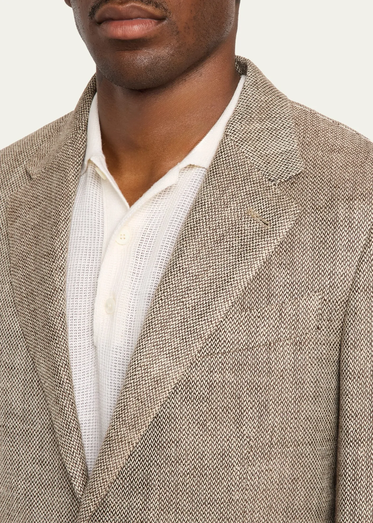 ZEGNAMen's Silk and Linen Herringbone Single-Breasted Sport Coat