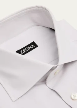 ZEGNAMen's Solid Cotton Twill Dress Shirt
