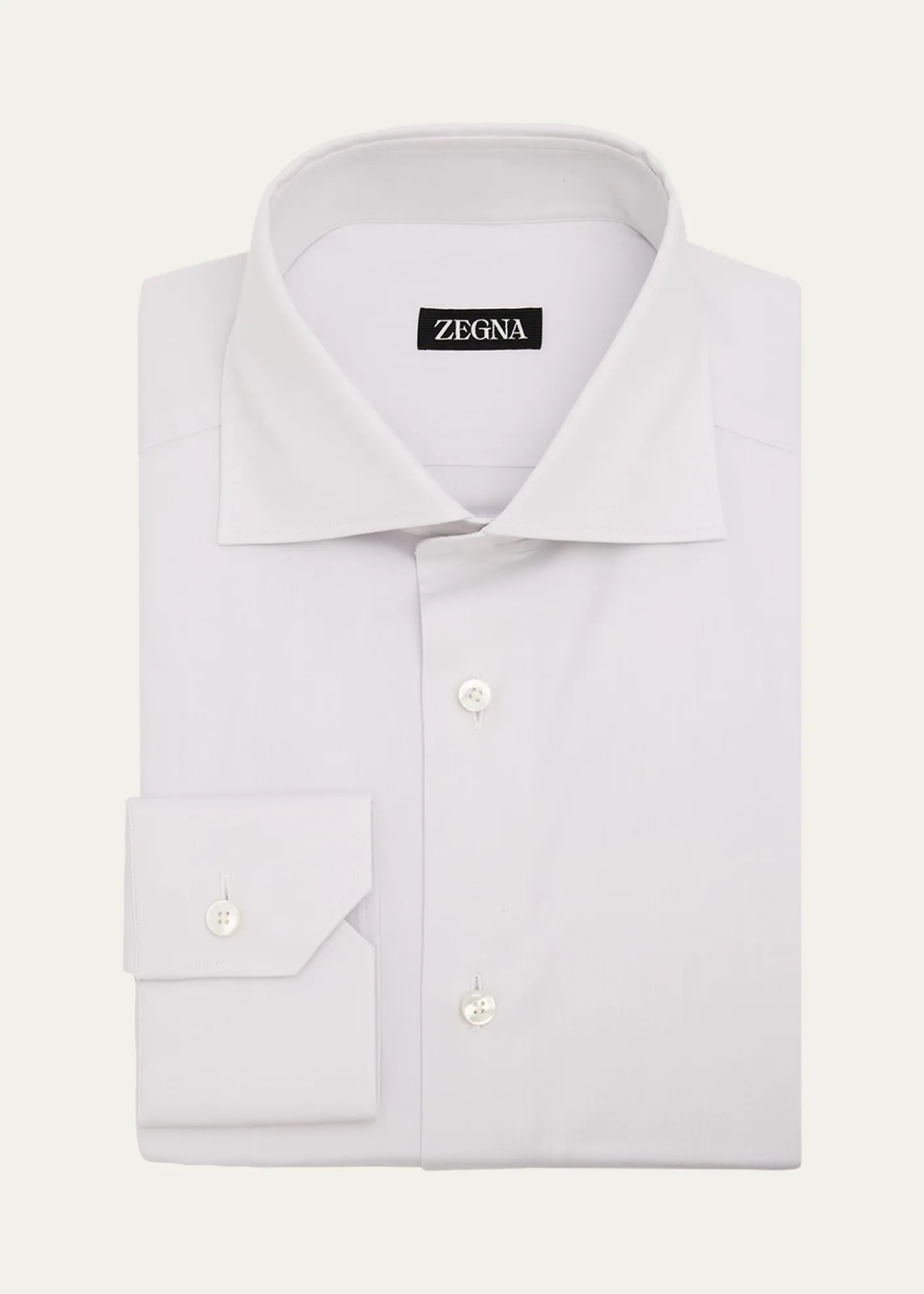 ZEGNAMen's Solid Cotton Twill Dress Shirt