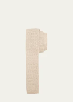 ZEGNAMen's Solid Linen Knit Tie