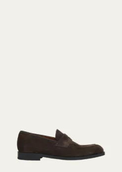 ZEGNAMen's Suede Rubber-Sole Penny Loafers