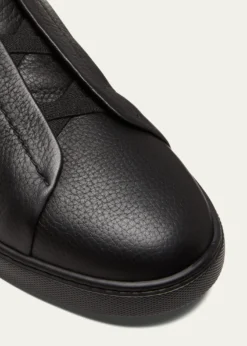 ZEGNAMen's Triple Stitch Deerskin Leather Sneakers
