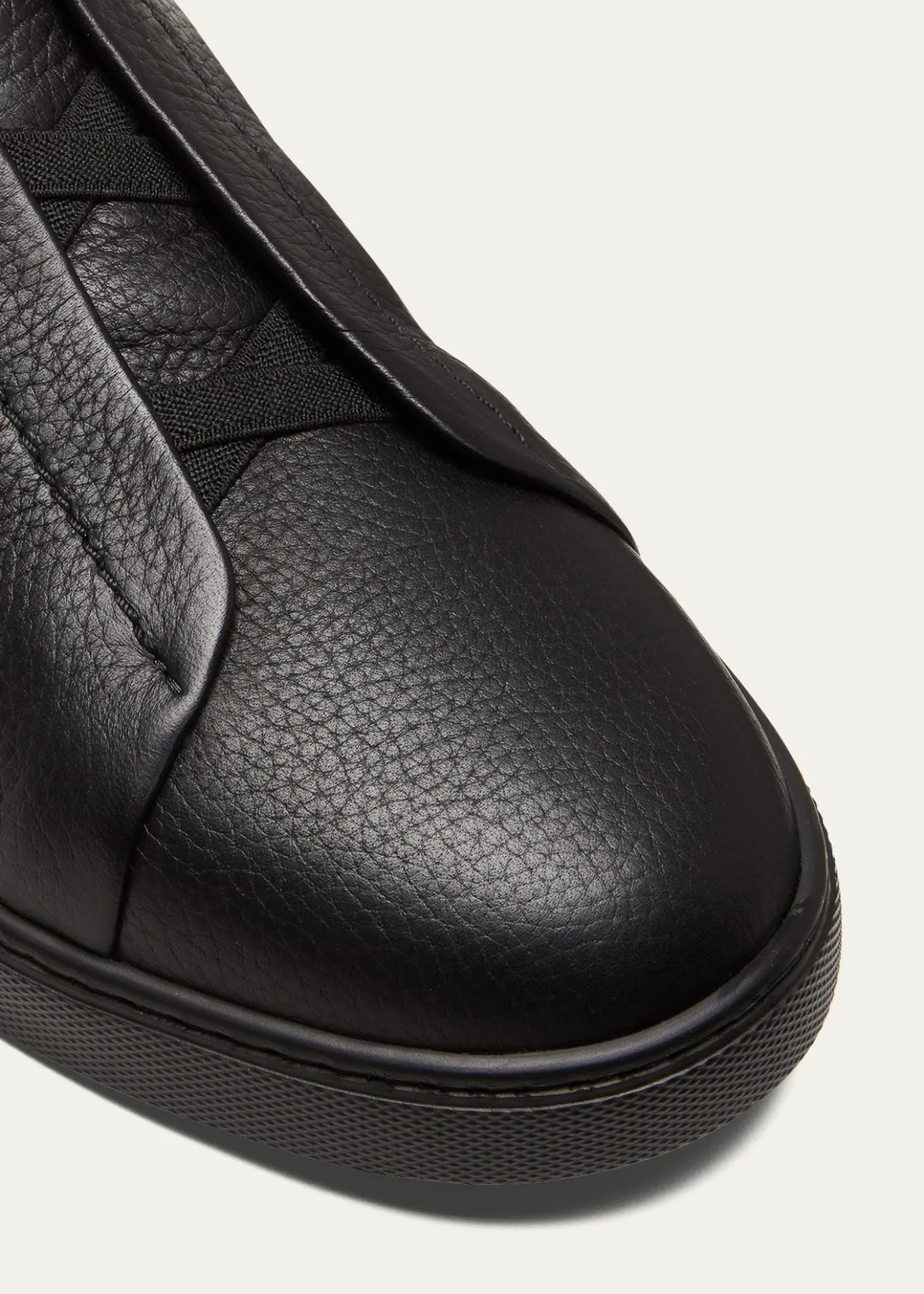 ZEGNAMen's Triple Stitch Deerskin Leather Sneakers