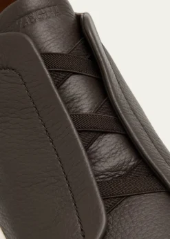 ZEGNAMen's Triple Stitch Deerskin Leather Sneakers