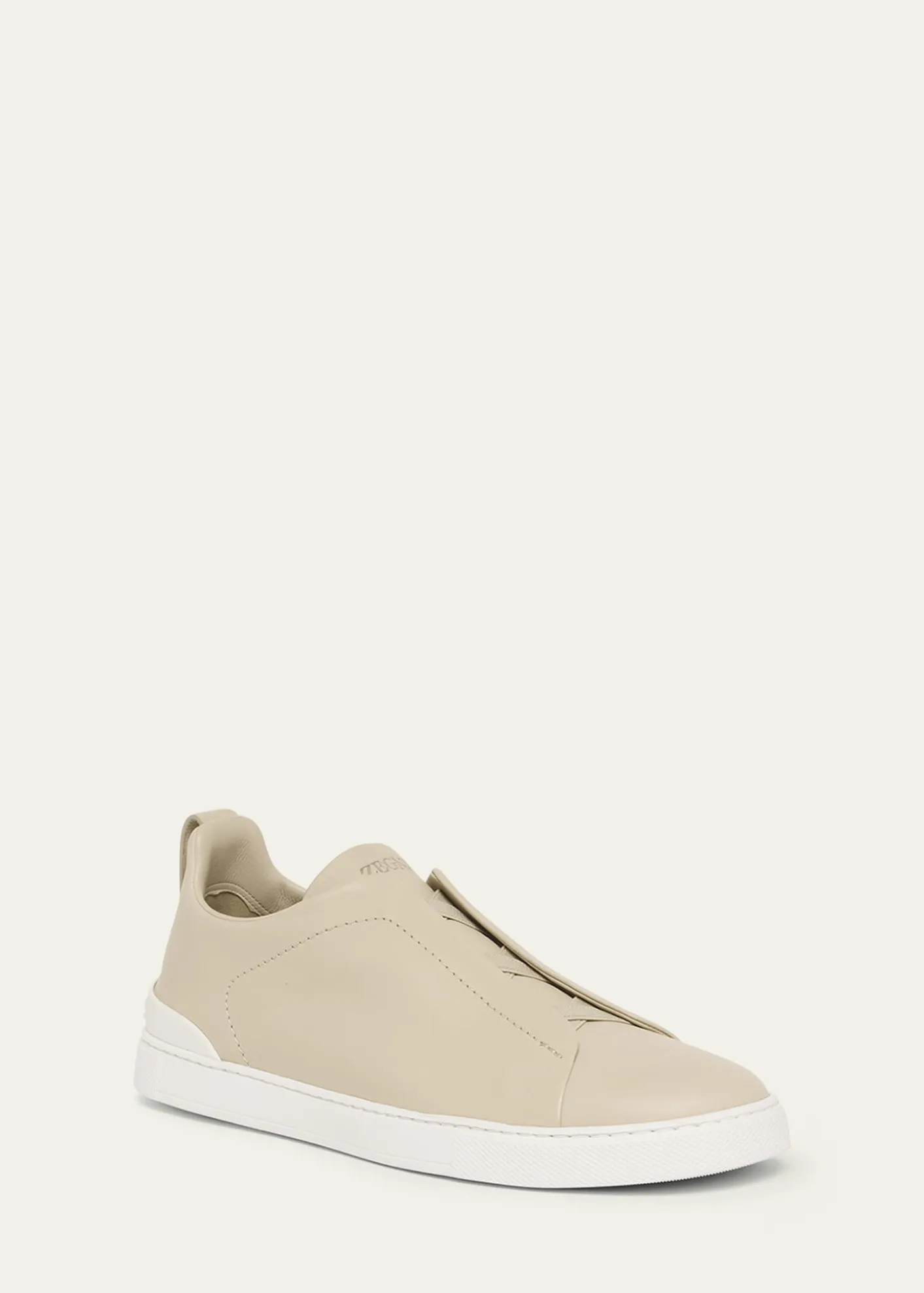 ZEGNAMen's Triple Stitch Deerskin Leather Slip-On Sneakers