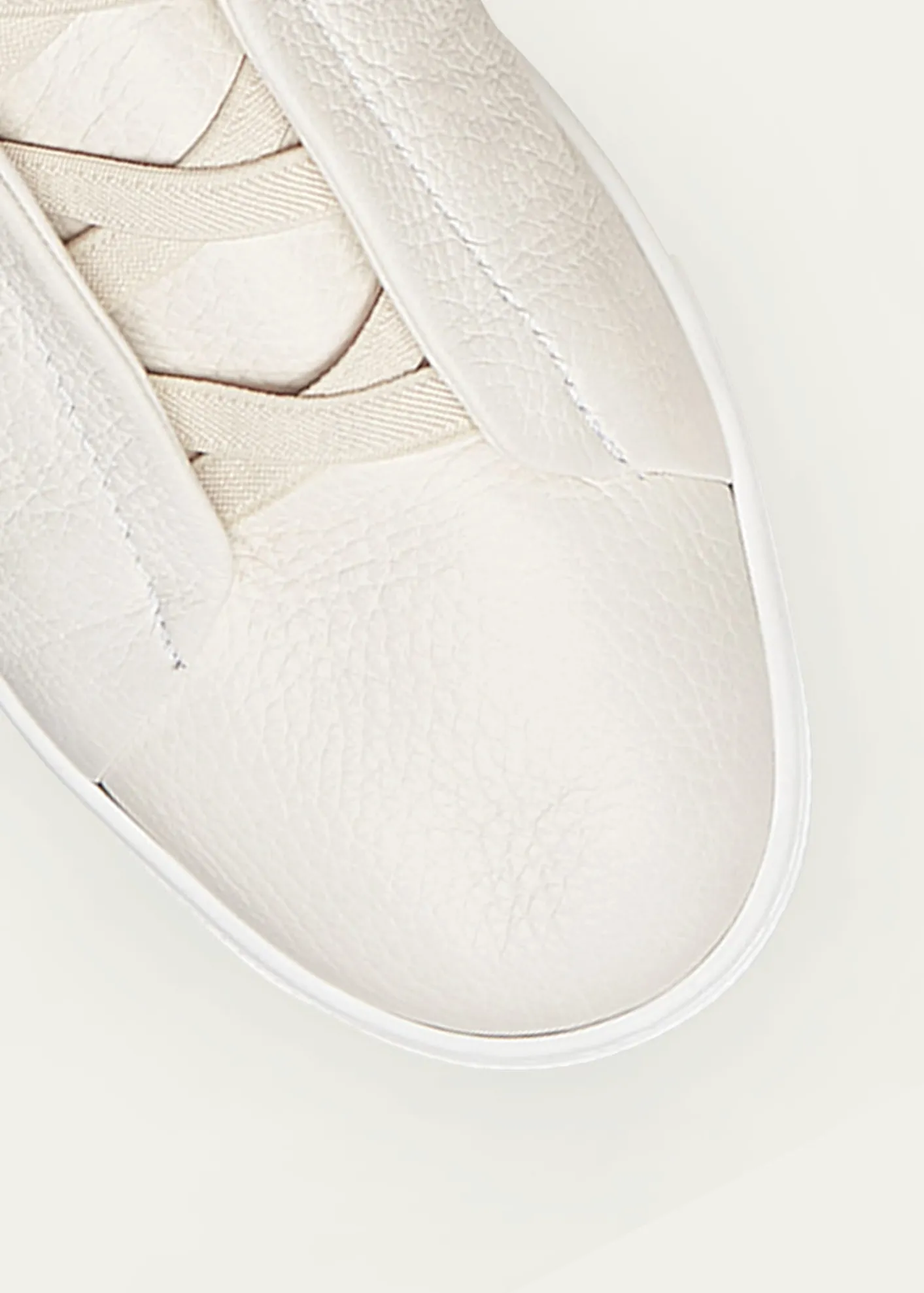 ZEGNAMen's Triple Stitch Deerskin Leather Sneakers