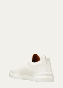 ZEGNAMen's Triple Stitch Deerskin Leather Sneakers