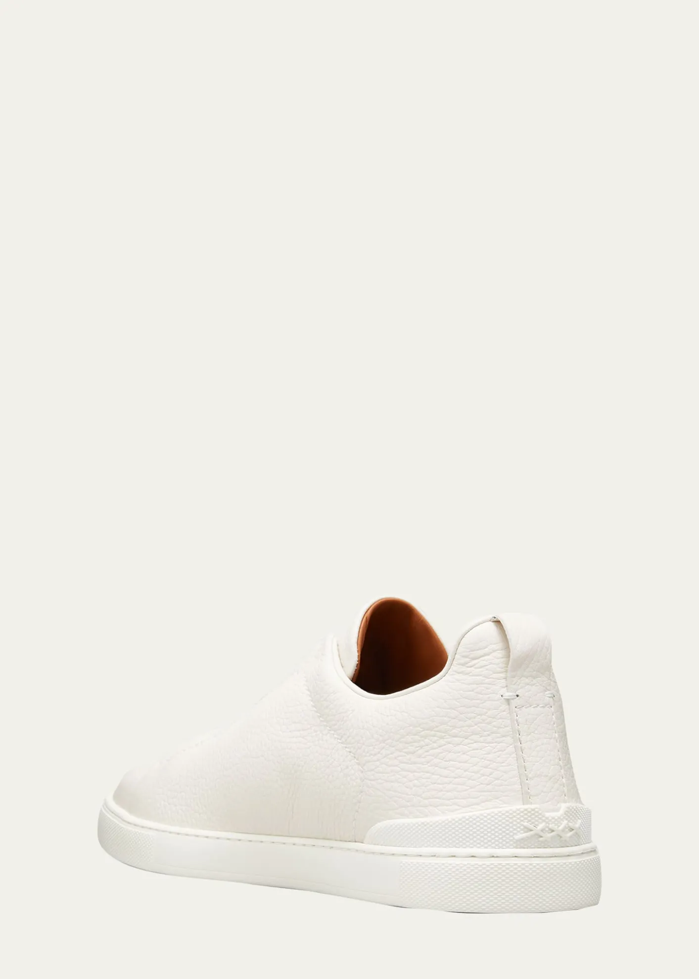 ZEGNAMen's Triple Stitch Deerskin Leather Sneakers