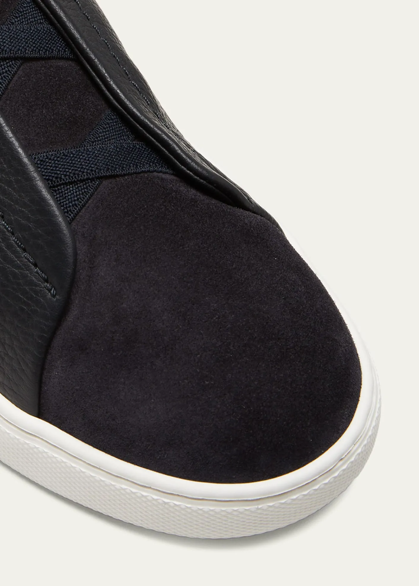 ZEGNAMen's Triple Stitch Leather and Suede Sneakers