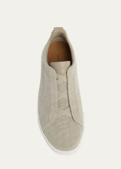 ZEGNAMen's Triple Stitch Linen Slip-On Sneakers