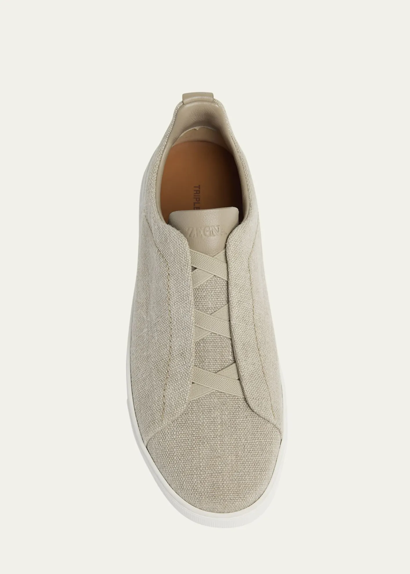 ZEGNAMen's Triple Stitch Linen Slip-On Sneakers