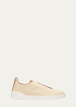 ZEGNAMen's Triple Stitch Linen Slip-On Sneakers