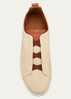 ZEGNAMen's Triple Stitch Linen Slip-On Sneakers