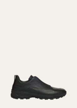 ZEGNAMen's Triple Stitch™ Monte Grained Leather Slip-On Sneakers
