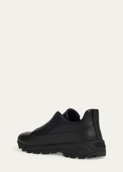 ZEGNAMen's Triple Stitch™ Monte Grained Leather Slip-On Sneakers