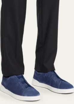 ZEGNAMen's Triple Stitch Suede Sneakers